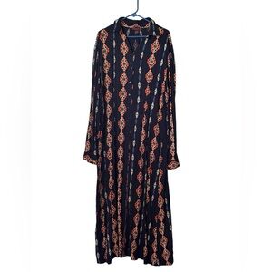 Women’s Maxi Cardi/Dress XXL Long Sleeve Geometric Aztecan Boho Vibe Lagenlook